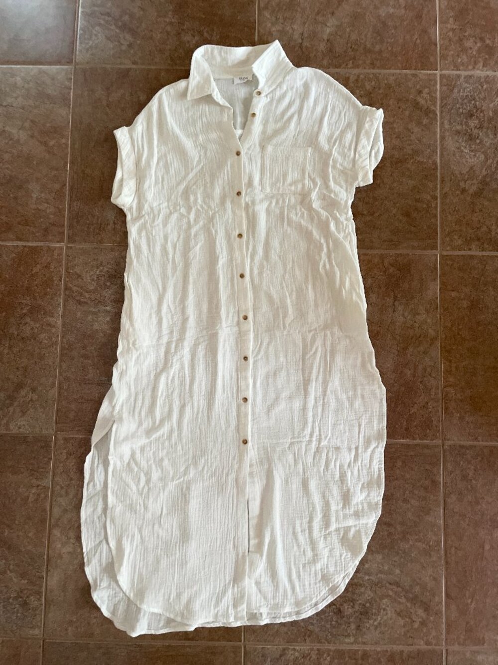 Bluivy White Cotton Maxi Button-Up Coverup Size M